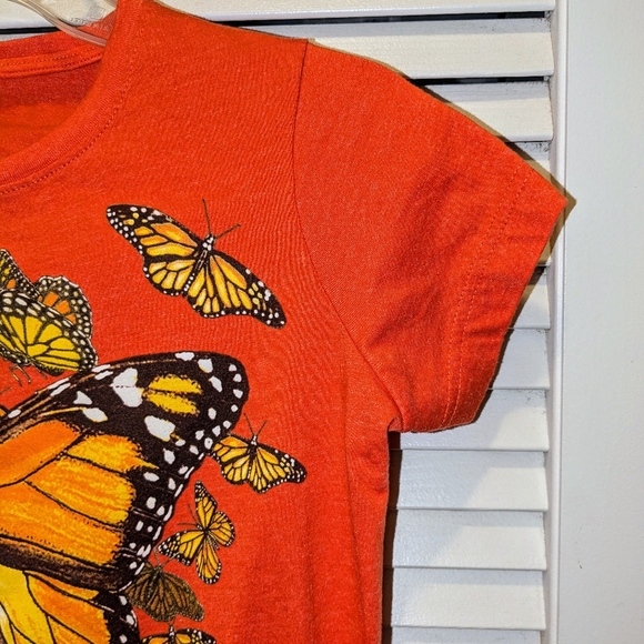 Live and Tell L•A•T Apparel Girl's Youth Small Butterfly Tshirt Top Orange AMOS - Picture 4 of 9